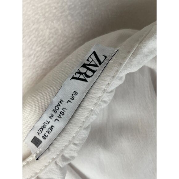 Zara White Peter Pan Collar Blouse Long Sleeve Size L - Picture 4 of 5